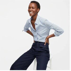 J. Crew Stretch Perfect Shirt blue and white stripe classic small tall